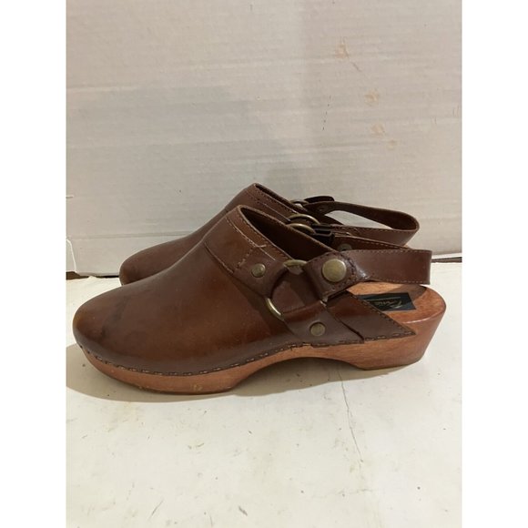 Pina Colada Vintage Women's Size 6 brown  Leather  Slingback Clogs shoes - Picture 3 of 8